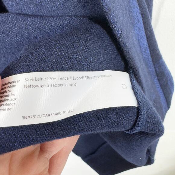 Eileen Fisher Navy Blue Black Wool Blend Cardigan Sweater Duster Size PS - Picture 9 of 9